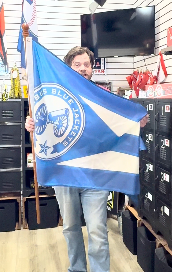 3x5 ft Blue Jackets Cannon Ohio Burgee Flag 3x5 ft Blue Jackets Cannon Ohio Burgee Flag