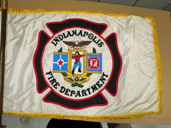 3x5 ft City of Indianapolis Fire Department Flag w/ Fringe - The Flag Lady