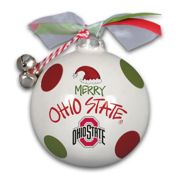 Ohio State University Glass Santa Hat Ornament
