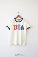 USA with Pattern Graphic T-Shirt