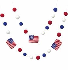 60 in American Flag and Felt Ball Garland - The Flag Lady