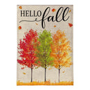 Hello Fall Autumn Trees Burlap Flag Garden