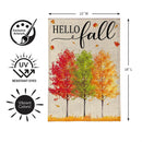 Hello Fall Autumn Trees Burlap Flag Garden