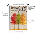 Hello Fall Autumn Trees Burlap Flag Garden