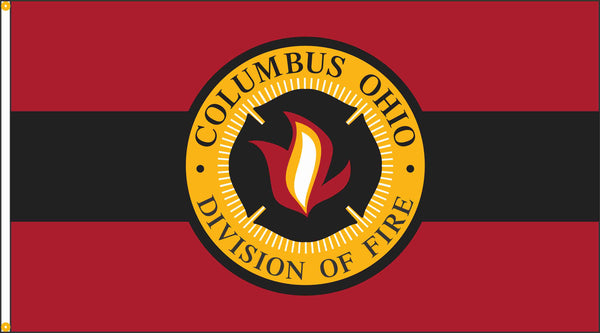 5x9.5 ft Single Sided Columbus Fire Department Internment Flag