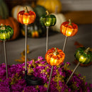 Harvest Blossoms Garden Stake,Plastic Pumpkin Solar Garden Stake 24"H,