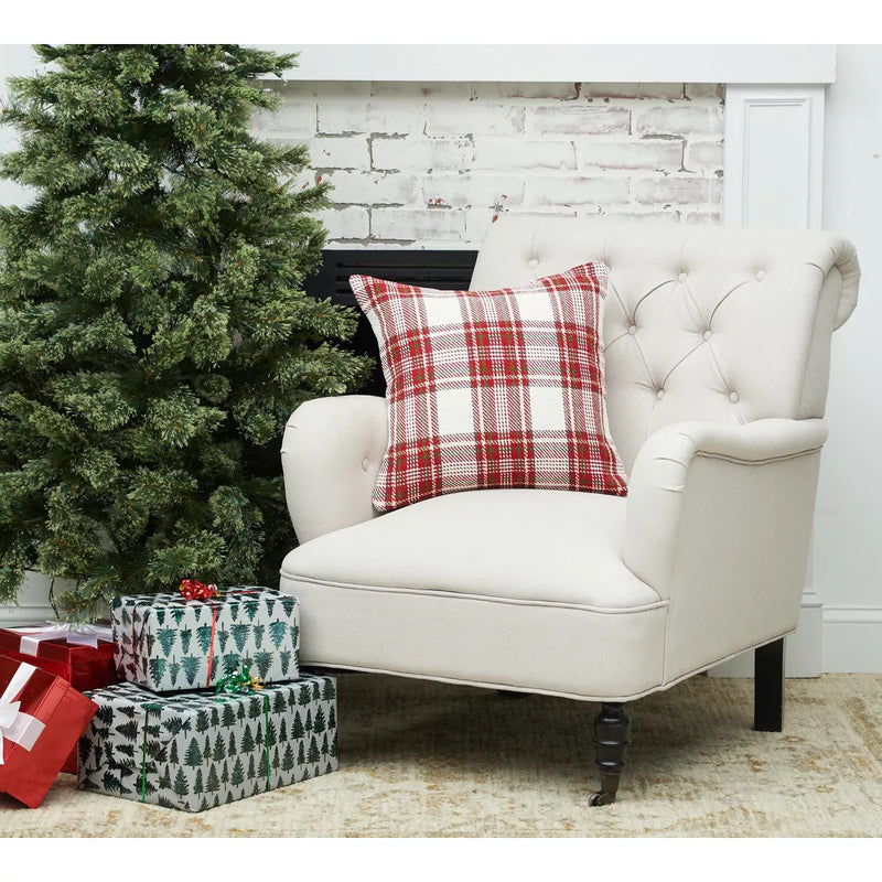 Red and Green Plaid Christmas Pillow