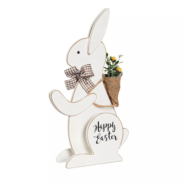 "Happy Easter" Wooden Bunny Table Top Décor