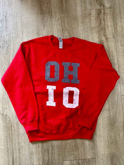 Red Ohio State Buckeyes OH-IO Crewneck Sweatshirt