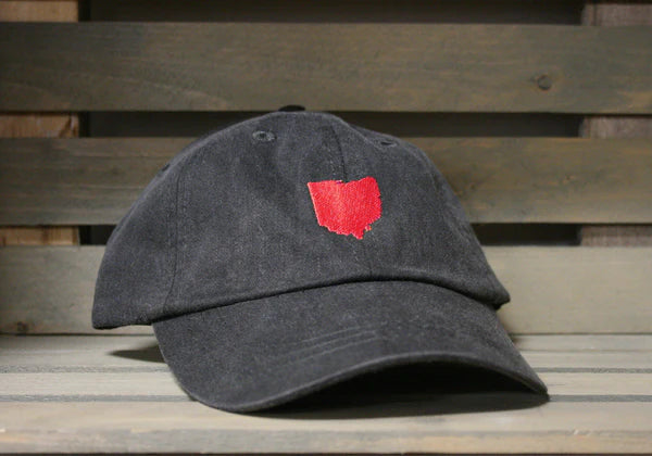 Embroidered Black Hat | Ohio Red Centered