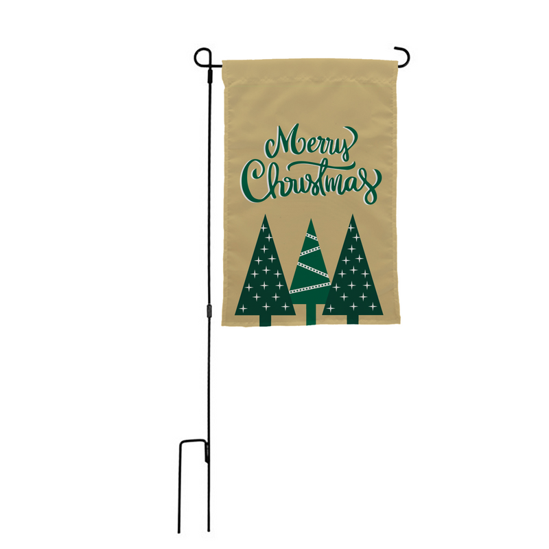 Merry Christmas Green Trees Garden Flag