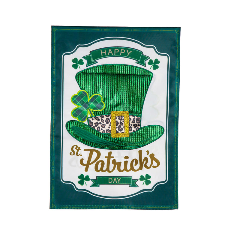 12x18 in St. Patrick's Day Top Hat Applique Garden Flag