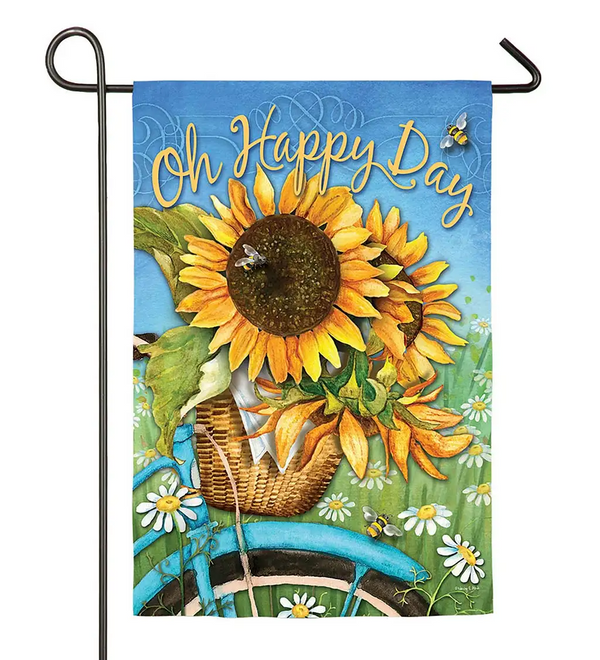 12x18 in Happy Day Sunflower Suede Garden Flag