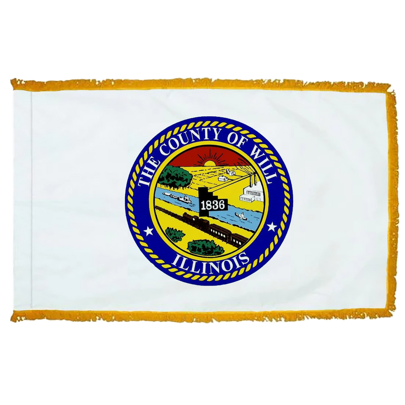 Will County Illinois Flag - 3x5ft Indoor w/Fringe