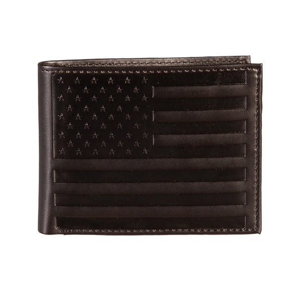 Handcrafted Men's Bi-Fold Wallet - Rustic American Flag Print On Vegan Leather 1 thumbnail image