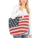 American Flag Burlap Canvas Tote - The Flag Lady