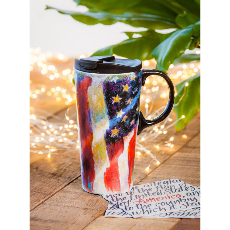 American Flag Ceramic Travel Mug - 17 oz - The Flag Lady