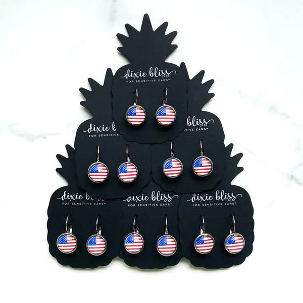 American Flag Leverbacks Earrings - The Flag Lady