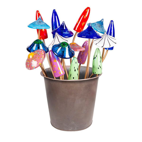 Art Glass Mushroom Garden Stake (3 sizes) - The Flag Lady