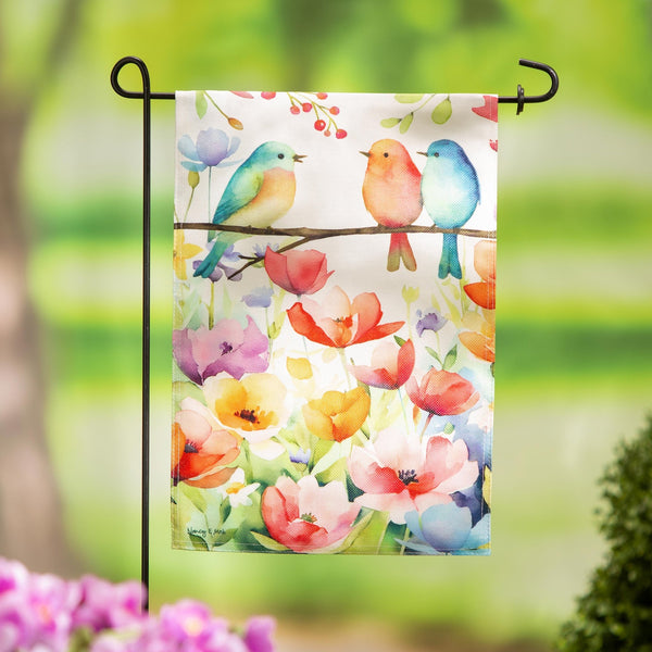 Bird Talk Burlap Garden Flag - The Flag Lady