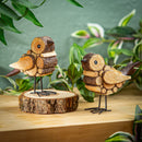 Bird with Wood Texture Resin Table Decor with Metal Legs - The Flag Lady