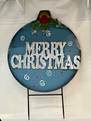 Blue Merry Christmas Ornament Ground Stake - The Flag Lady