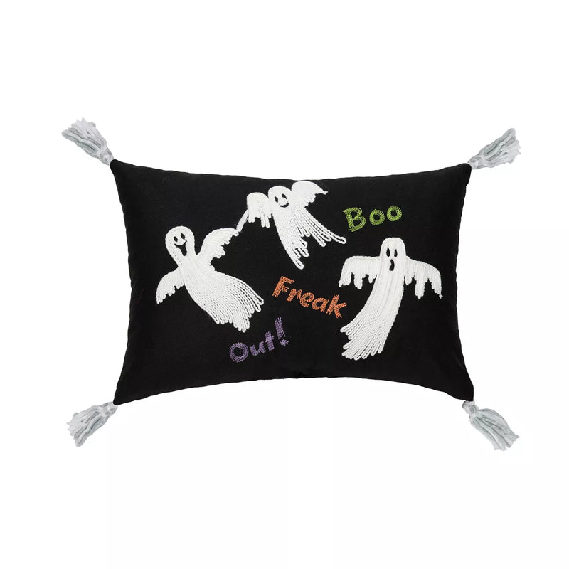 Boo Ghost Lumbar Pillow w/ Tassels - The Flag Lady