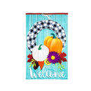 Buffalo Check Fall Wreath Linen Banner - The Flag Lady