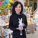 Bunny Blooms Table Decor Fabric Bunny with Dangling Legs, 13.25"H, Asst of 2 - The Flag Lady