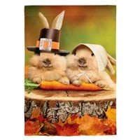 Bunny Pilgrims Suede Garden Flag - The Flag Lady