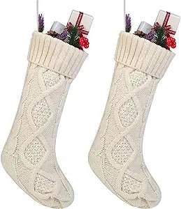 Cable Knit Cream Christmas Stocking - The Flag Lady