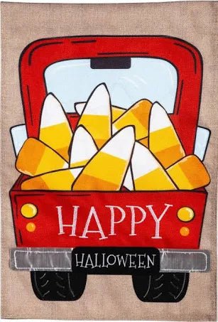 Candy Corn Truck Burlap Banner - The Flag Lady