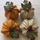 Ceramic Pumpkin with Leaf Table Décor - The Flag Lady