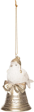 Champagne & White Bird Bell Ornament (Silver) - The Flag Lady