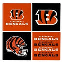 Cincinnati Bengals Ceramic Coaster Set w/ Wood Caddy - The Flag Lady
