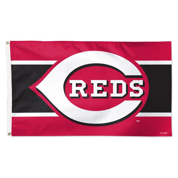 Cincinnati Reds WinCraft 3' x 5' Horizontal Stripe Deluxe Single - Sided Flag - The Flag Lady