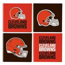 Cleveland Browns Ceramic Coaster Set w/ Wood Caddy - The Flag Lady