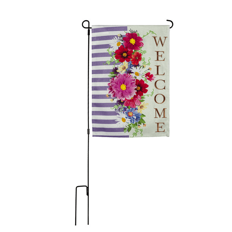 Divided Floral Burlap Garden Flag - The Flag Lady