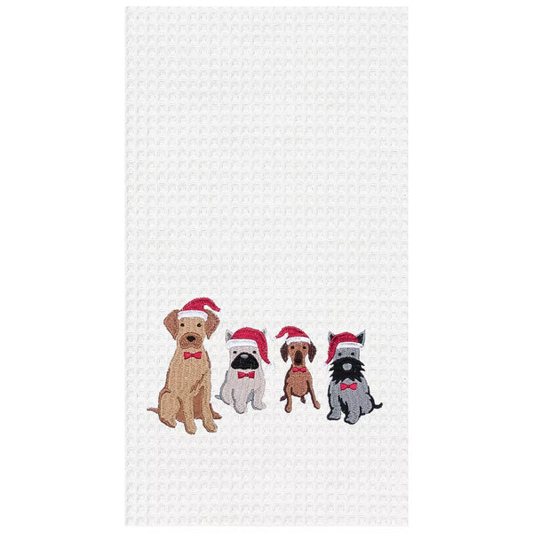 Dog Santa Hats Waffle Weave Kitchen Towel - The Flag Lady