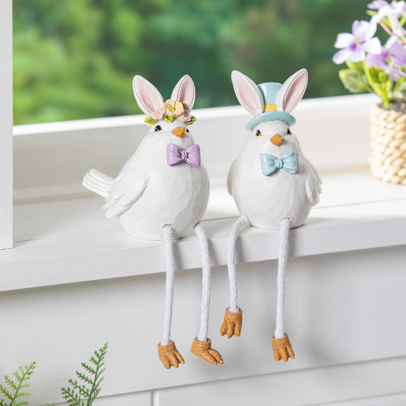 Easter Bunny Bird w/ Dangling Legs Table Decor (Asst/2) - The Flag Lady