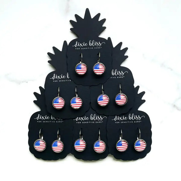 American Flag Leverbacks Earrings