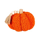 Fabric Pumpkin Tabletop Decor w/Wood Bead and Rope Tassels (6"x6") - The Flag Lady