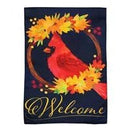Fall Cardinal Wreath Burlap Garden Flag - The Flag Lady