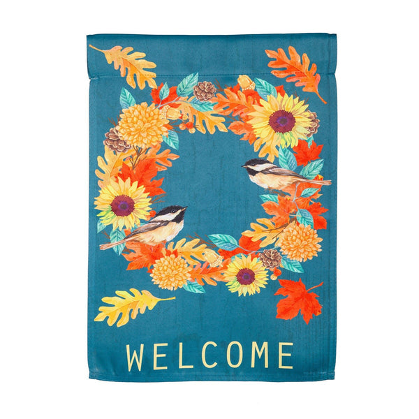 Fall Chickadee Wreath Banner & Garden Flag - The Flag Lady