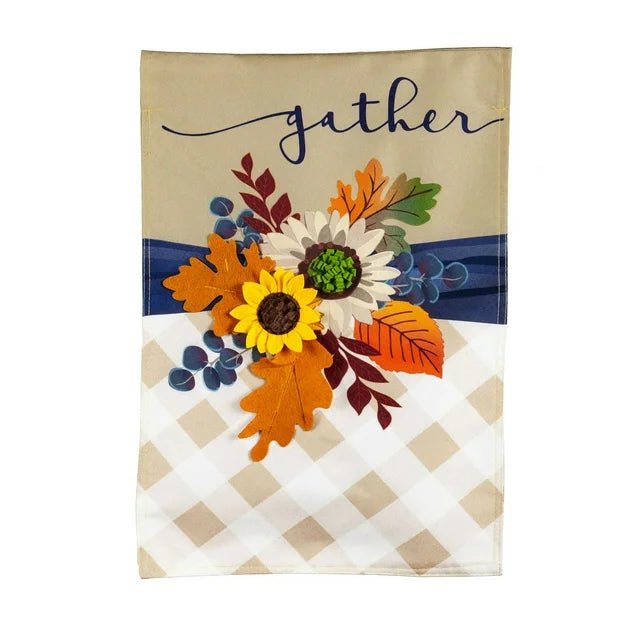 Fall Floral Gather Linen Banner - The Flag Lady