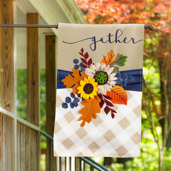 Fall Floral Gather Linen Banner - The Flag Lady