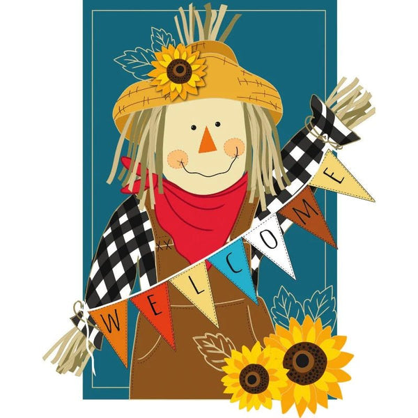 Fall Scarecrow Welcome Applique Banner - The Flag Lady