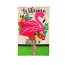 Floral Flamingo Welcome Applique House Flag - The Flag Lady