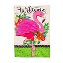 Floral Flamingo Welcome Linen Garden Flag - The Flag Lady