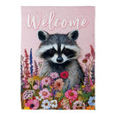 Floral Raccoon Suede Garden Flag - The Flag Lady